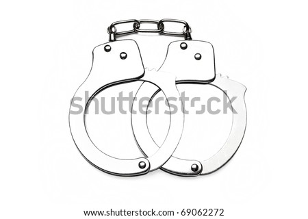 Crime law arrest police steel handcuffs isolated