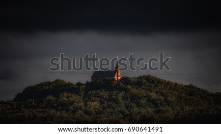 Landscape Picture of Giechburg Castle on a dramatic late summer evening