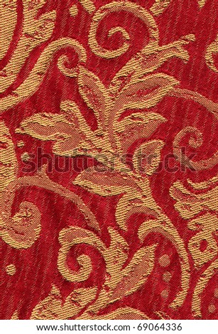 Red vintage fabric with gold decor