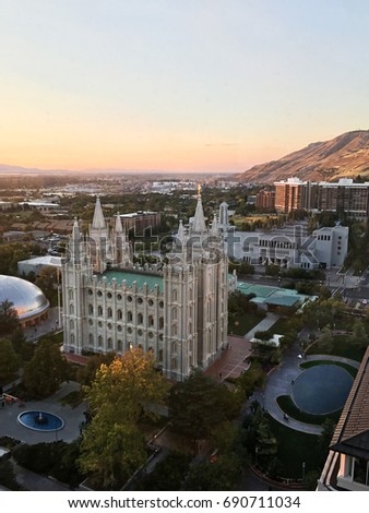 Salt Lake City skyline with mormon temple