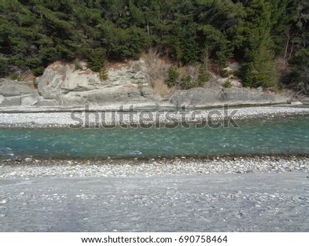 Beautiful Shotover river and amazing landscape in New Zealand
