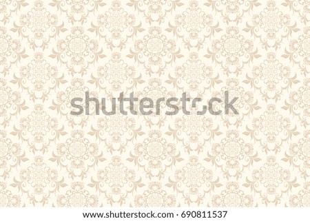 Seamless floral ornament on background. Wallpaper pattern Royalty-Free Stock Photo #690811537
