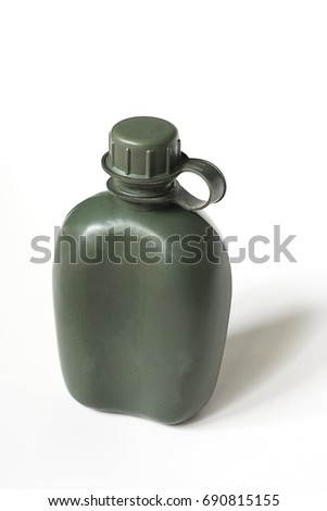Military drinking water bottles for battle on the White Blackground.