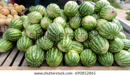 Mountain of ripe watermelons