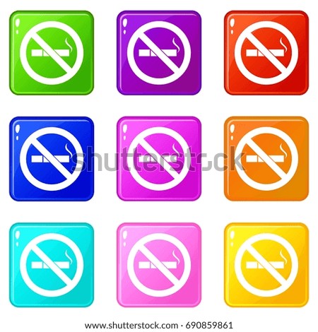No smoking sign icons of 9 color set isolated  illustration