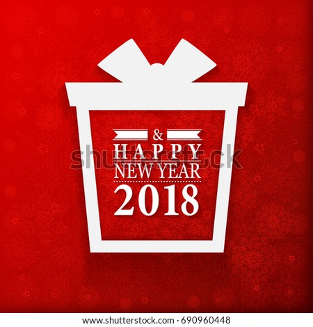 2018 Happy New Year and Merry Christmas Gift
greeting card and background with boxes with gifts. 
Vector illustration