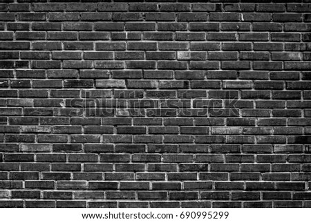 Black and white bricks wall ,Brick wall patterns, Beautiful bricks wall texture and background for concept design and architect, modern bricks wall in dark tone, Dark color on edge of picture