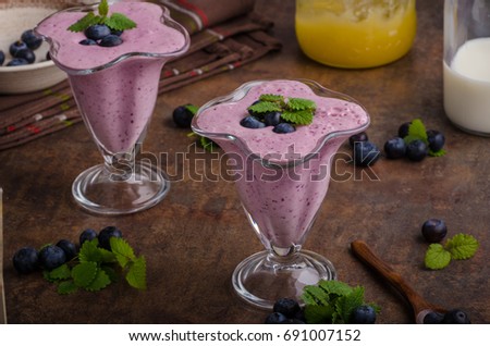 Berries milkshake smoothie, delish with fresh herbs mint