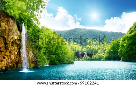 waterfall in deep forest of Croatia Royalty-Free Stock Photo #69102241