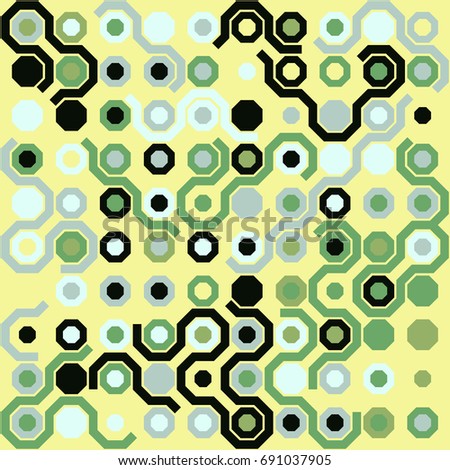 Seamless geometric pattern with colored elements, vector abstract background