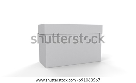 Realistic white blank box isolated on white background. 3d illustration.3d rendering.