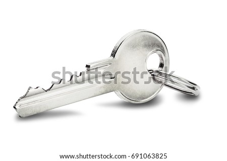 Estate concept, key ring and keys on isolated background Royalty-Free Stock Photo #691063825