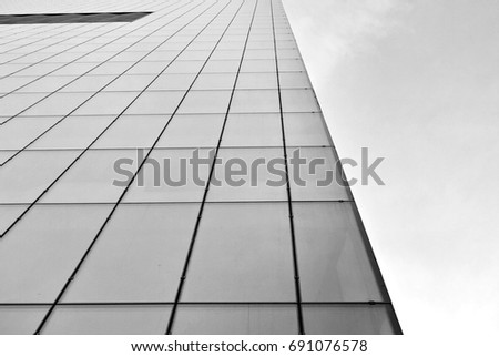  Modern glass facade. Black and white.