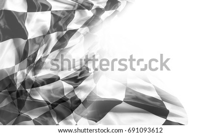 Checkered black and white racing flag. Copy space