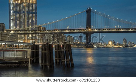 Manhattan Bridge at night, New York 