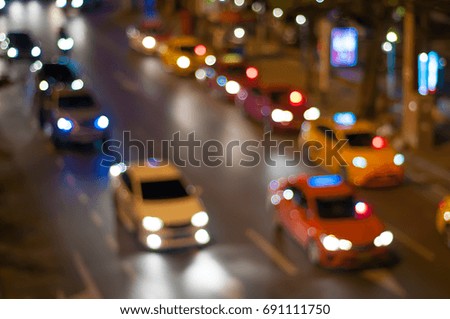 Abstract blur of traffic jam in night time.