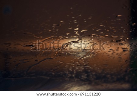 Rain water on the car window