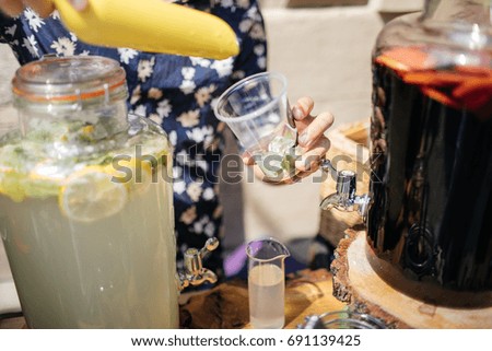 bartender doing  mojito  drink cocktail or lemonade
