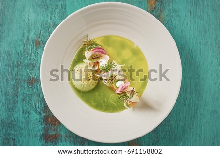 Beautiful and tasty food on a plate Royalty-Free Stock Photo #691158802