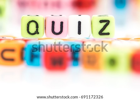 colorful alphabet  word cube of  QUIZ 