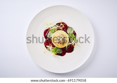 Beautiful and tasty food on a plate Royalty-Free Stock Photo #691179058