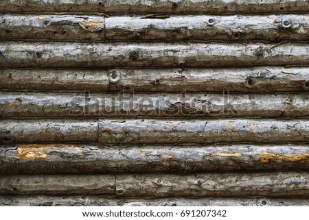 Background curb wall. Wall of a log house