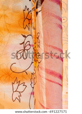 White fabric texture. pink, yellow, and brown pattern.  Photography Studio