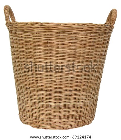Empty basket wicker wooden for cloth Thai handmade isolated cut out on white background Royalty-Free Stock Photo #69124174