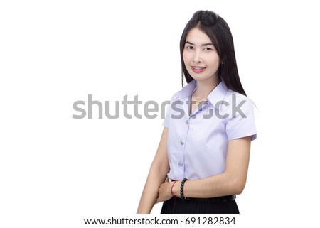 Portrait of thai adult student university uniform
