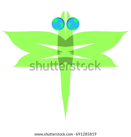 Dragonfly icon, logo, symbol. Eco style.