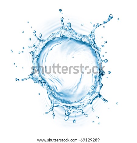 water splash with ripple from top view