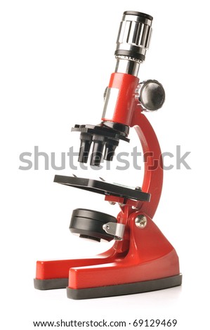 red microscope isolated on white background Royalty-Free Stock Photo #69129469
