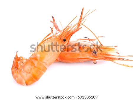 Two shrimp isolated on white background.