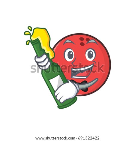 bowling ball character cartoon with beer