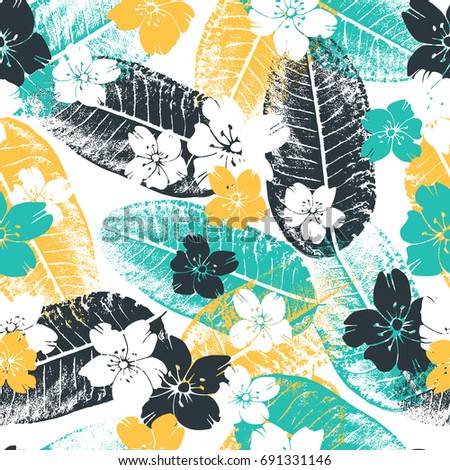 Tropical seamless pattern with lilies.