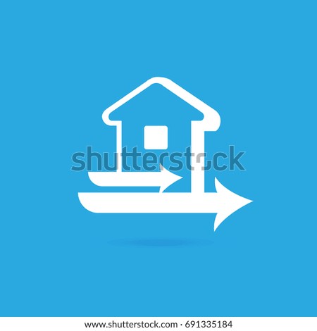 Logo design real estate broker vector template. Illustration design of logotype house sale agency. Arrow and building pictogram.
