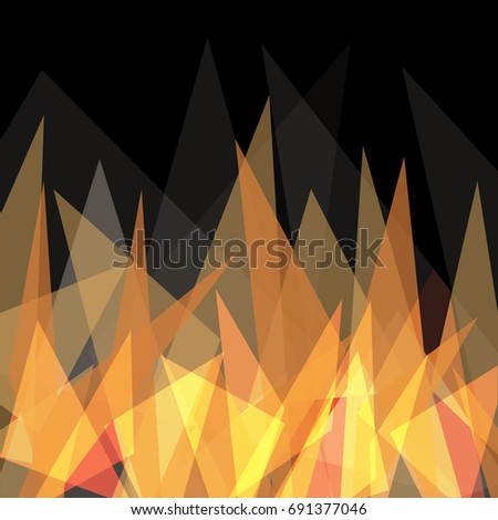 Abstract flame triangle geometric design. Vector illustration.
