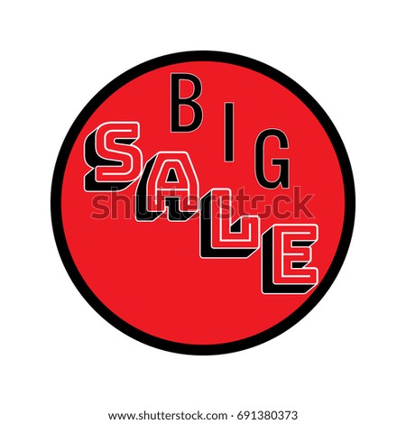 Sale red button. Large banner for advertising. Colorful circle on white background. Offer discount sale on market. Selling offer. Big round banner for advertising. Design element. Vector illustration