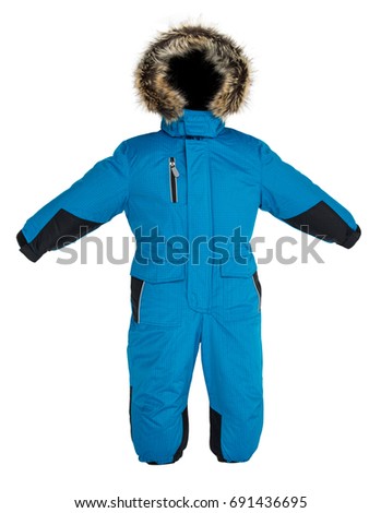 Childrens snowsuit fall on a white background Royalty-Free Stock Photo #691436695