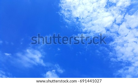Blue sky and white fluffy cloud on the corner of pic