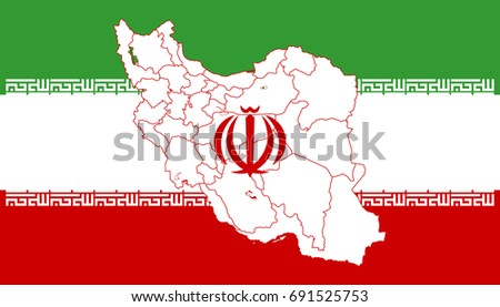 Map and flag of Iran