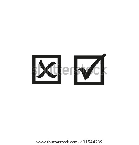 The check icon. Checkmark and checkbox, no,yes,voting symbol
