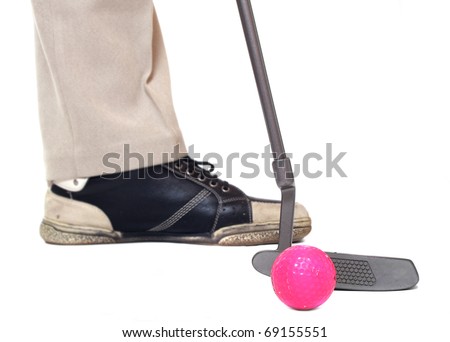 Golf club and ball. Close up with shallow DOF.