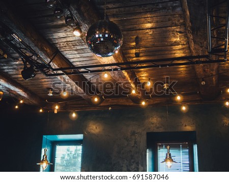 Night club loft style with disco ball