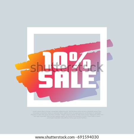 10 percent Sale. Vector clip-art template, poster design. Motto, label, text.