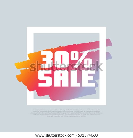30 percent Sale. Vector clip-art template, poster design. Motto, label, text.