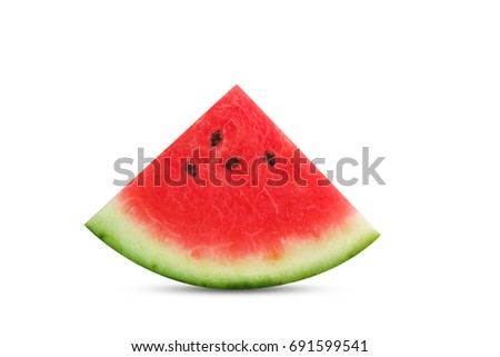 Slice of fresh watermelon isolated on white background.