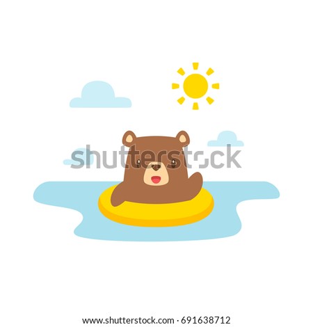 Cartoon bear swimming vector illustration