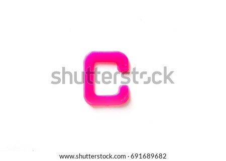 Plastic letters C isolated white background.