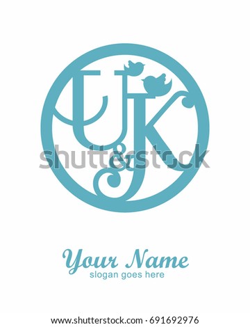 U K initial wedding decorative logo template